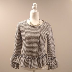 Banana Republic Knit Stripped Ruffle Jacket Size 4